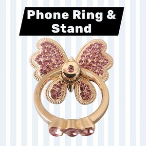 NEW! | Butterfly Phone Ring/Stand with Pink Rhinestones